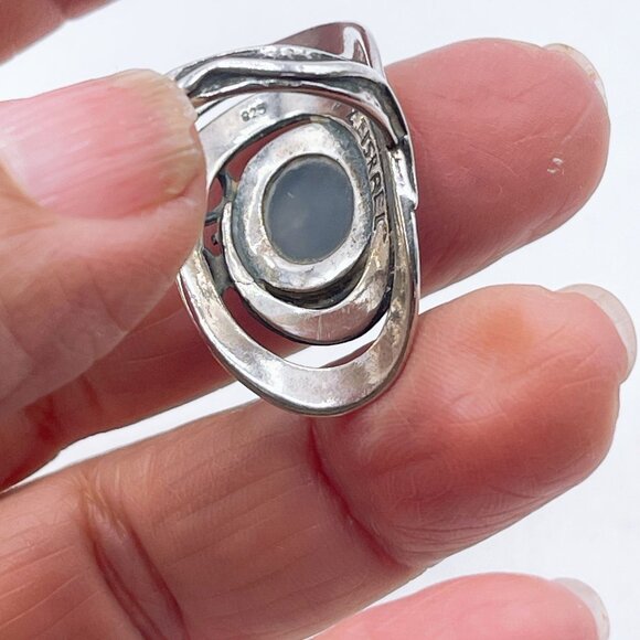 925 Handcrafted Sterling Silver & Glittery Resin Statement Ring By PZ Israel 6.5 - Picture 3 of 7